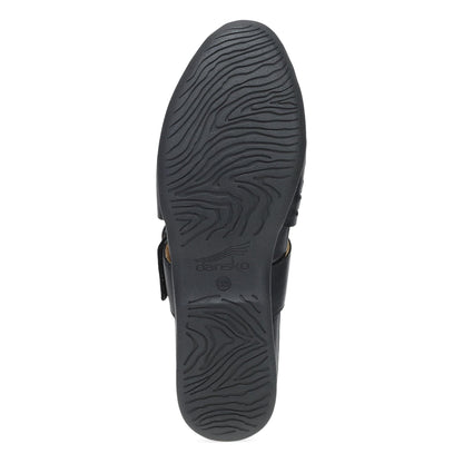 Dansko Leilani - Women's Removable Footbed Flat - Black Burnished Nappa Sole View