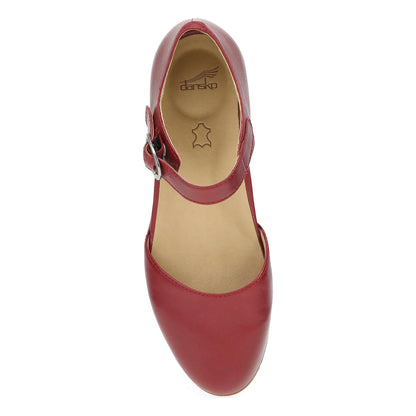 Dansko Liv - Women's Removable Footbed Mary Jane - Red Nappa Top View