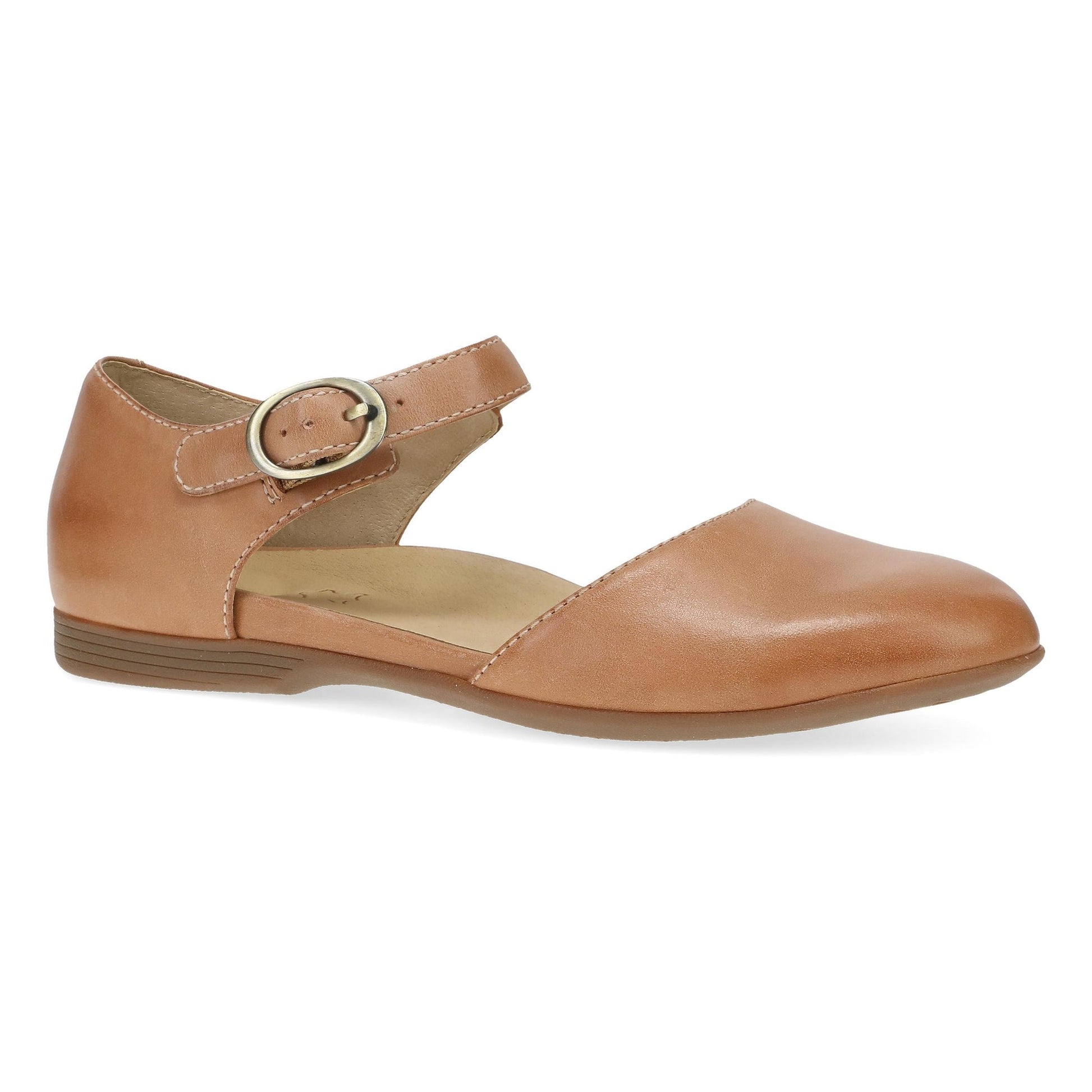 Dansko Liv - Women's Removable Footbed Mary Jane - Tan Burnished Nappa Outside View