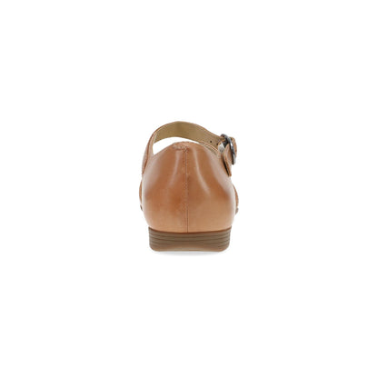 Dansko Liv - Women's Removable Footbed Mary Jane - Tan Burnished Nappa Heel View