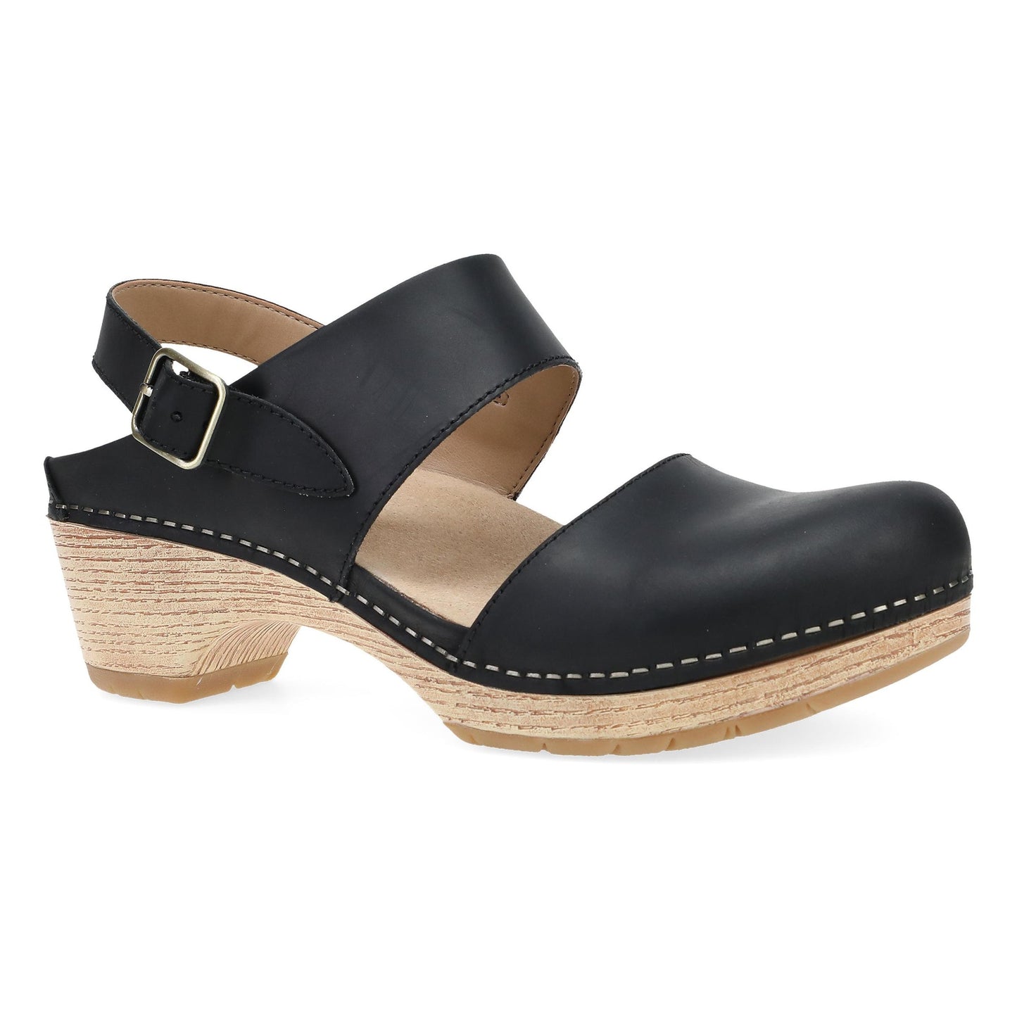 Dansko Lucia - Women's Rocker Bottom Mary Jane - Black Oiled Pull Up Outside View