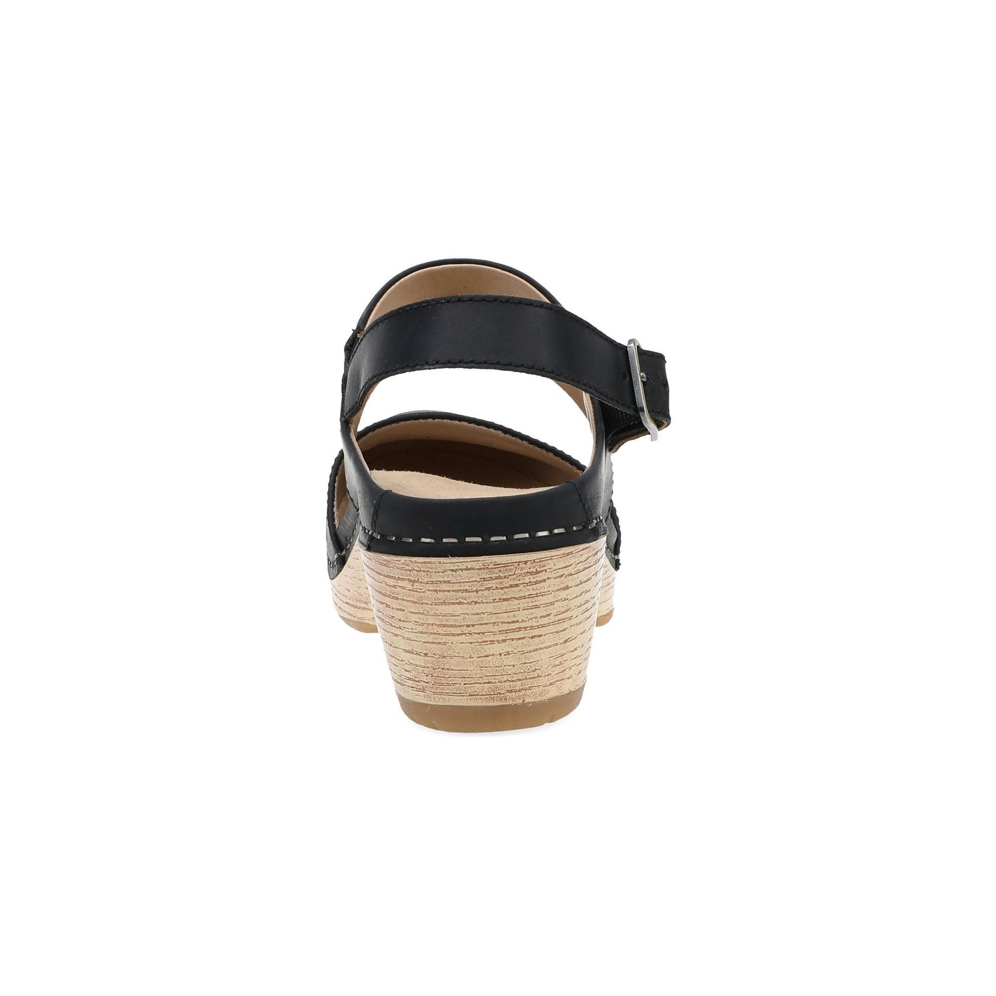 Dansko Lucia - Women's Rocker Bottom Mary Jane - Black Oiled Pull Up Heel View