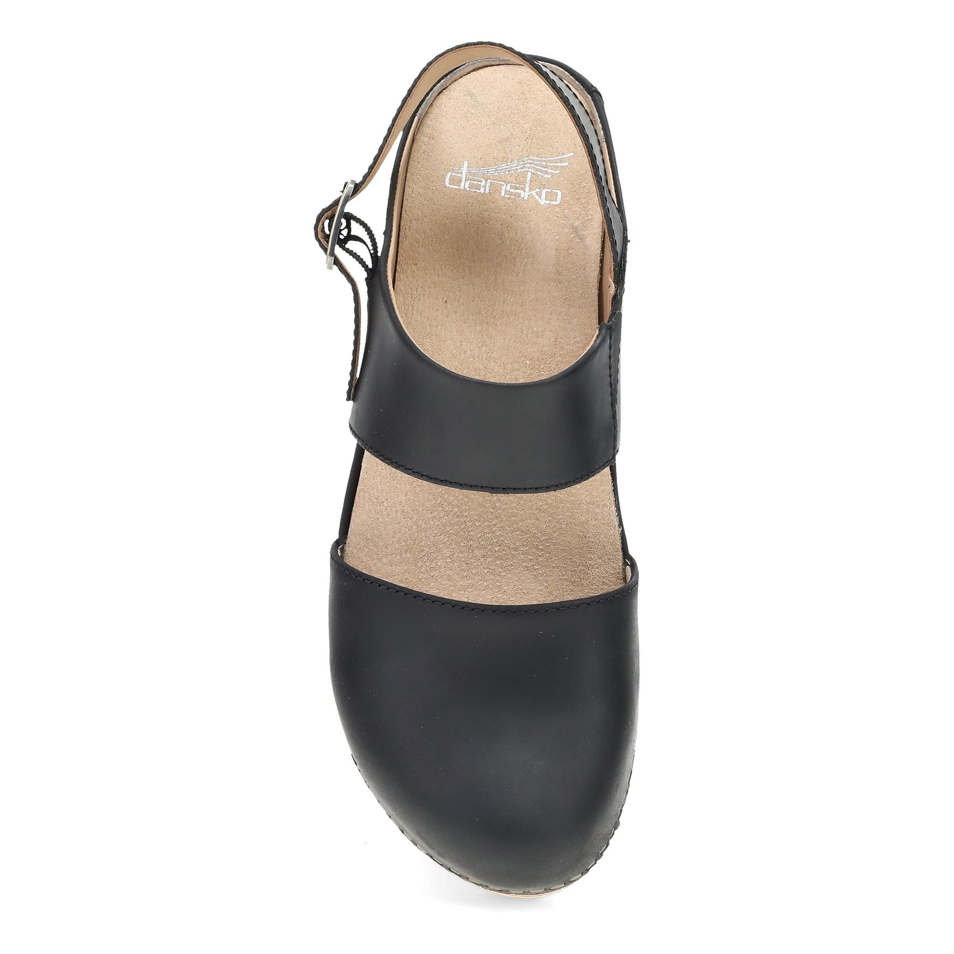 Dansko Lucia - Women's Rocker Bottom Mary Jane - Black Oiled Pull Up Top View