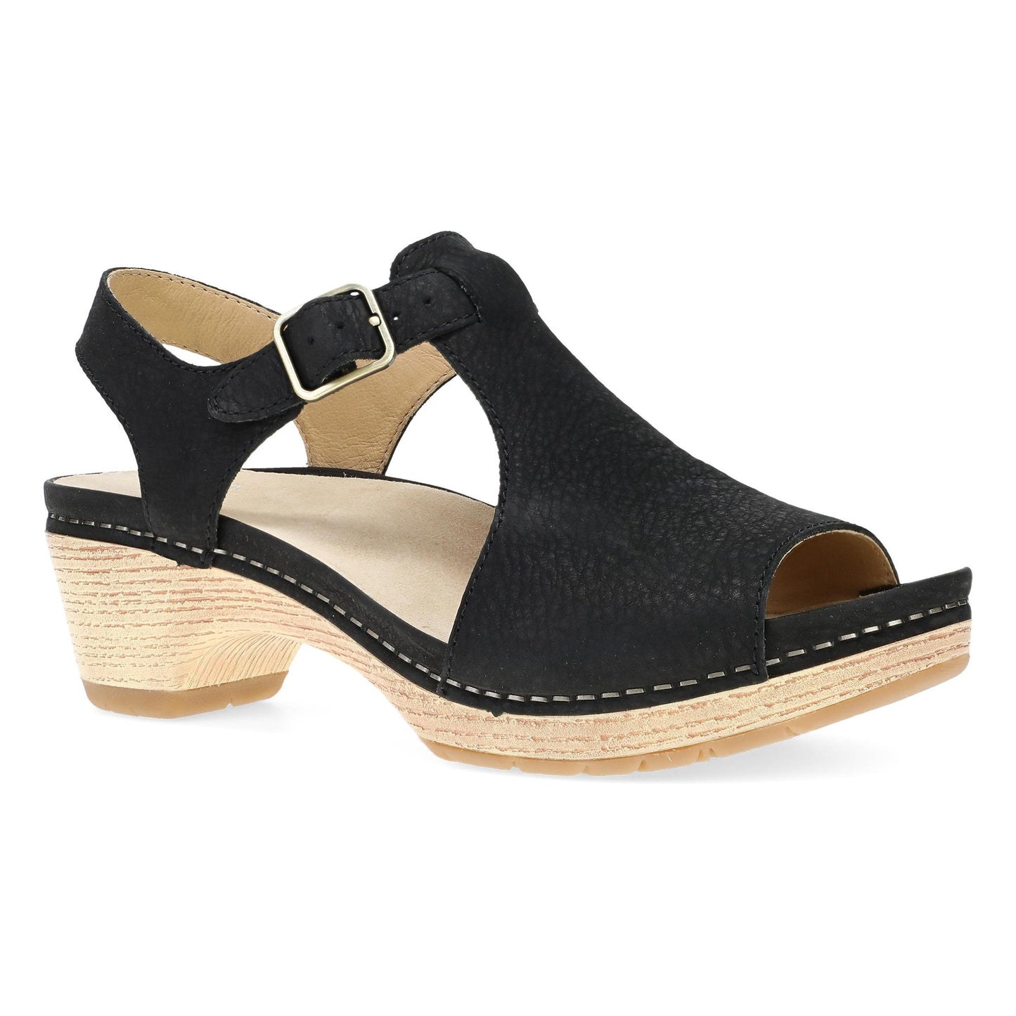 Dansko Laverne - Women's Rocker Bottom Mule - Black Milled Nubuck Outside View