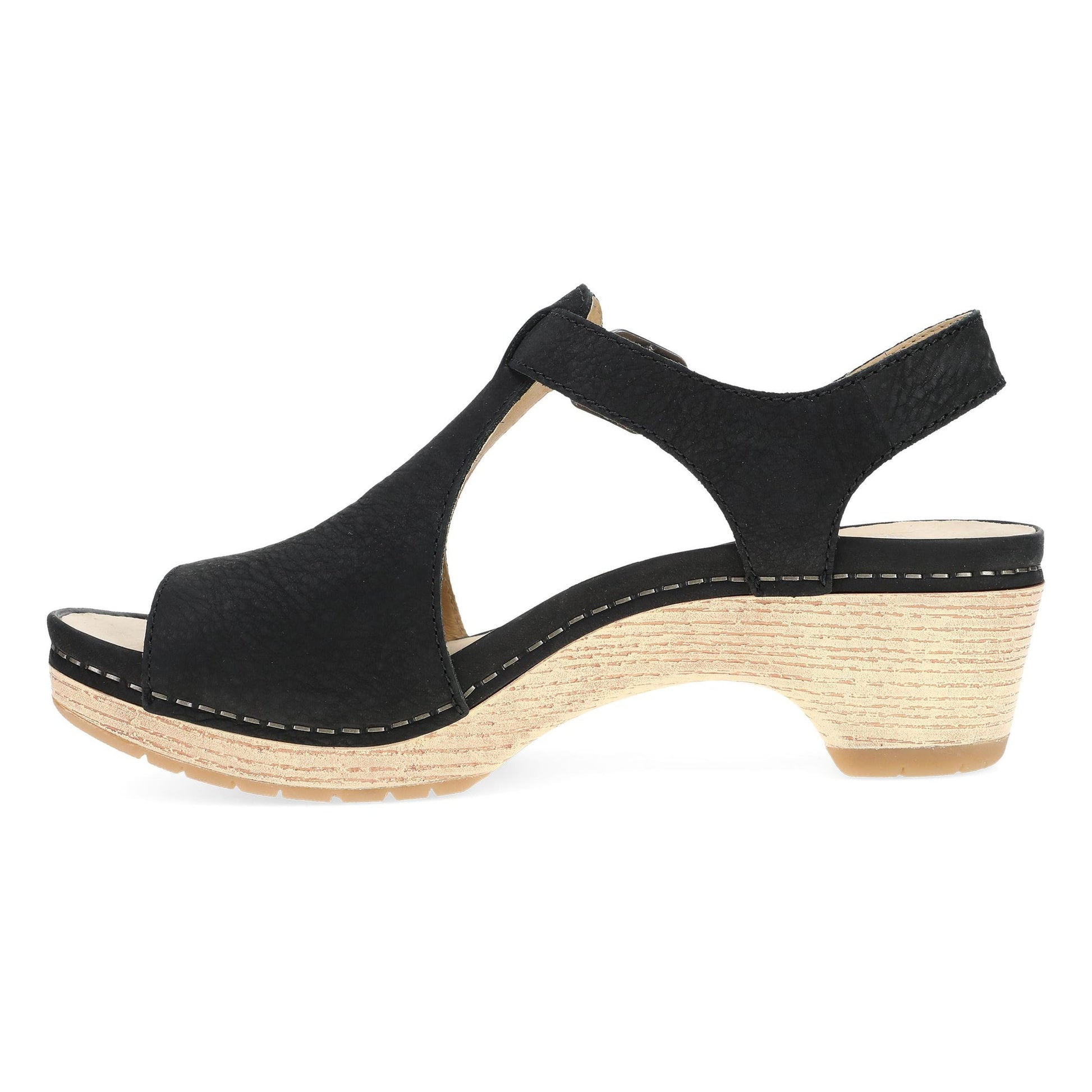 Dansko Laverne - Women's Rocker Bottom Mule - Black Milled Nubuck Side View