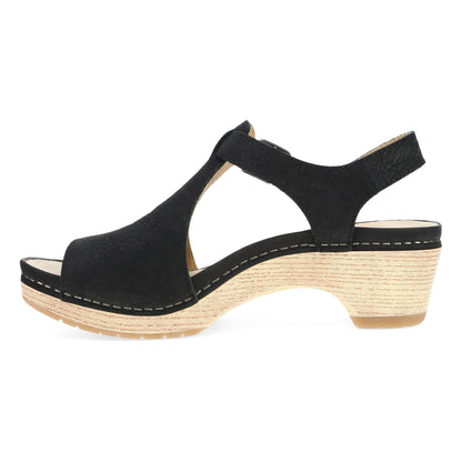 Dansko Laverne - Women's Rocker Bottom Mule - Black Milled Nubuck Side View