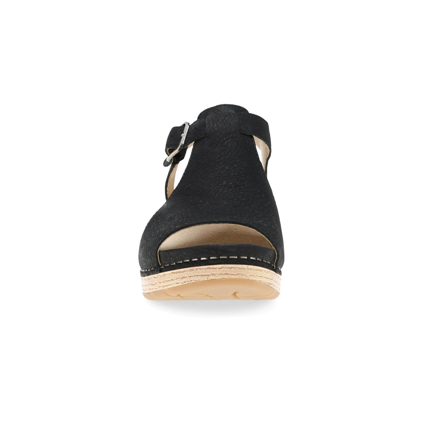 Dansko Laverne - Women's Rocker Bottom Mule - Black Milled Nubuck Front View