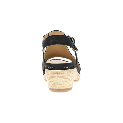 Dansko Laverne - Women's Rocker Bottom Mule - Black Milled Nubuck Heel View