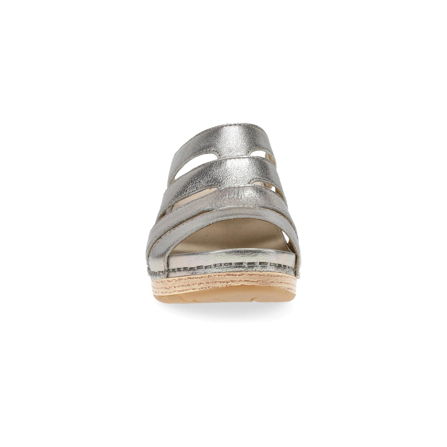 Dansko Lyndi - Women's Rocker Bottom Mule - Platino Metallic Front View