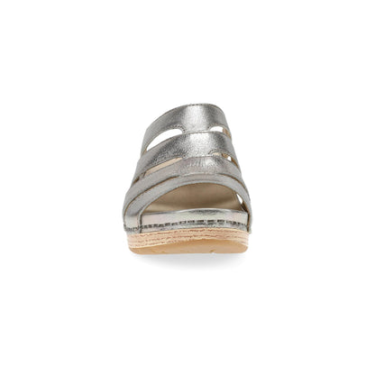 Dansko Lyndi - Women's Rocker Bottom Mule - Platino Metallic Front View