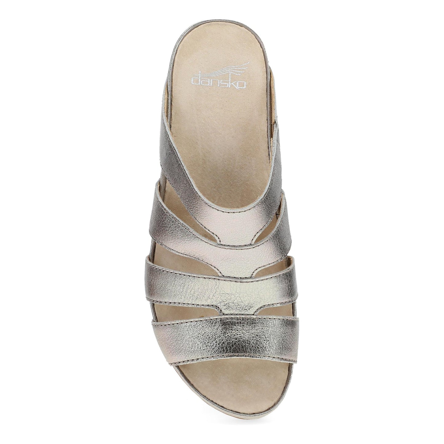 Dansko Lyndi - Women's Rocker Bottom Mule - Platino Metallic Top View