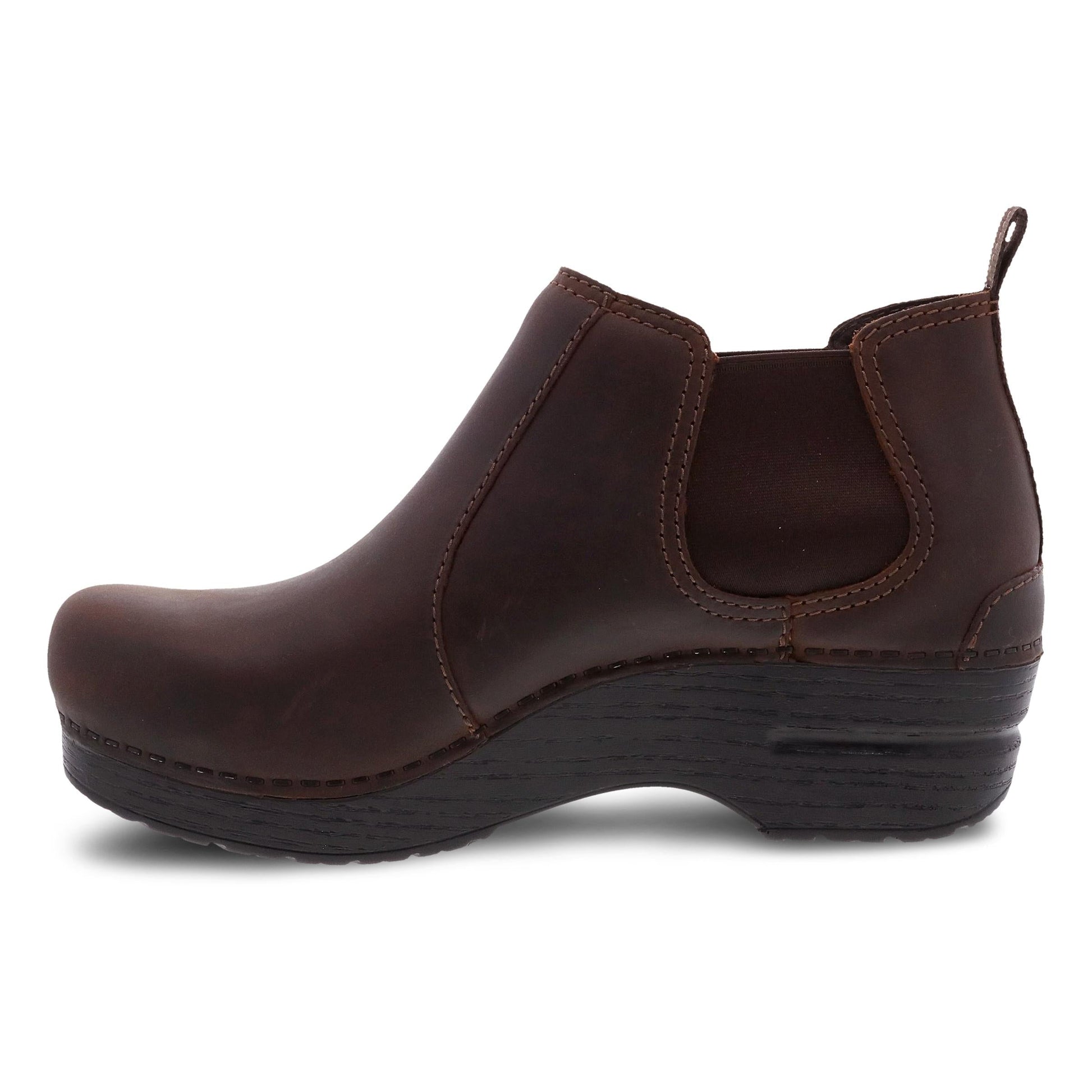 Dansko Frankie - Women's Arch Support Clog - Antique Brown Oiled Side View