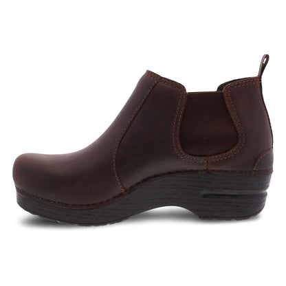 Dansko Frankie - Women's Arch Support Clog - Antique Brown Oiled Side View
