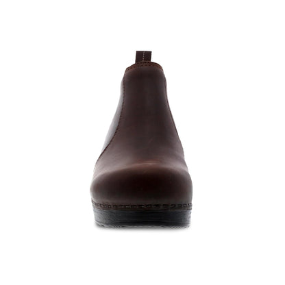 Dansko Frankie - Women's Arch Support Clog - Antique Brown Oiled Front View