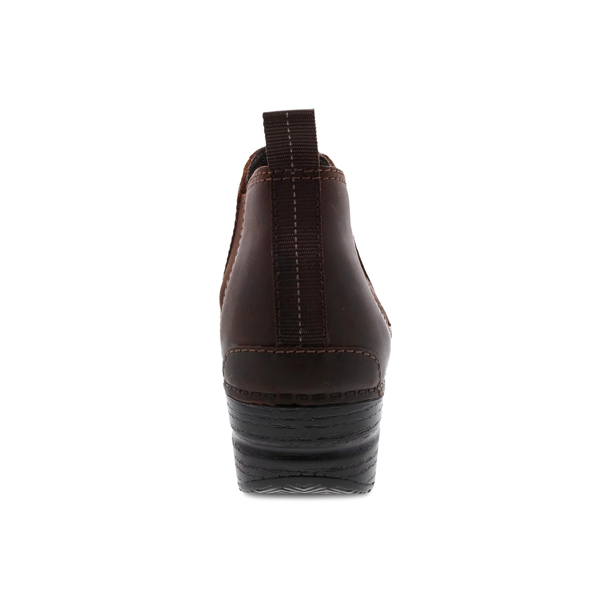 Dansko Frankie - Women's Arch Support Clog - Antique Brown Oiled Heel View
