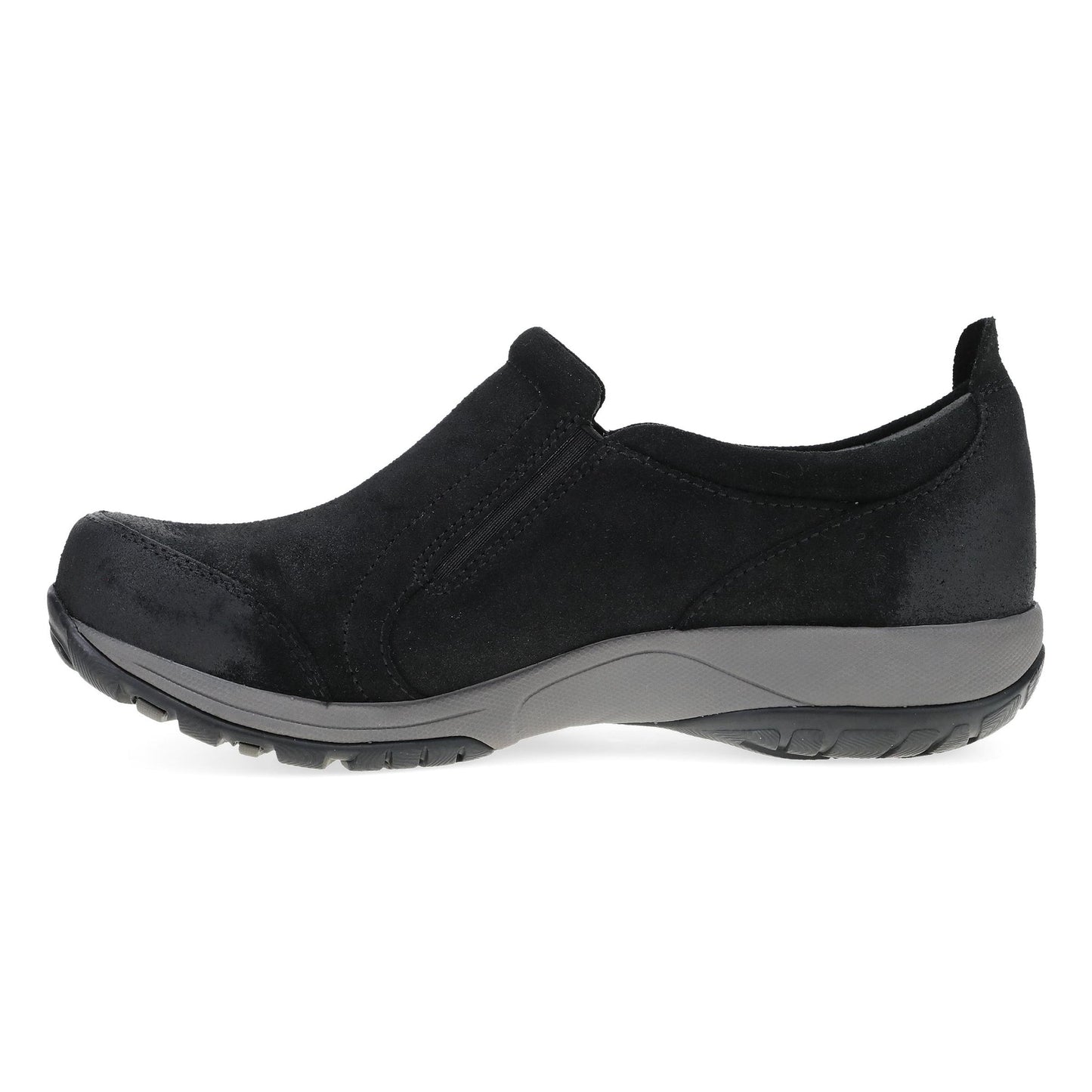 Dansko Pippy - Women's Waterproof Sneaker - Black Waterproof Burnished Suede Side View