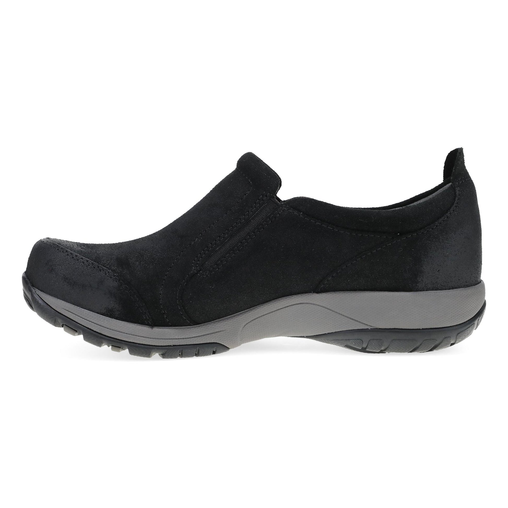 Dansko Pippy - Women's Waterproof Sneaker - Black Waterproof Burnished Suede Side View