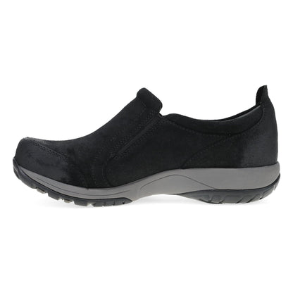 Dansko Pippy - Women's Waterproof Sneaker - Black Waterproof Burnished Suede Side View