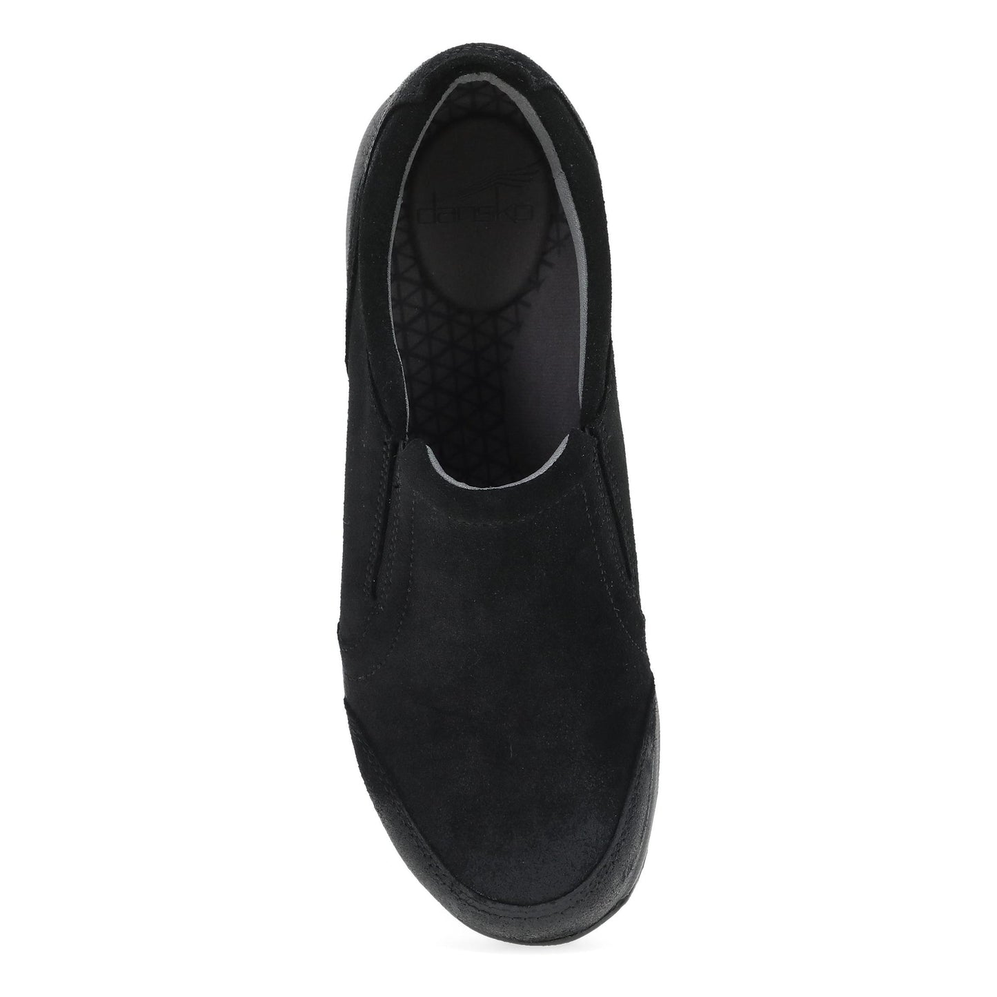 Dansko Pippy - Women's Waterproof Sneaker - Black Waterproof Burnished Suede Top View