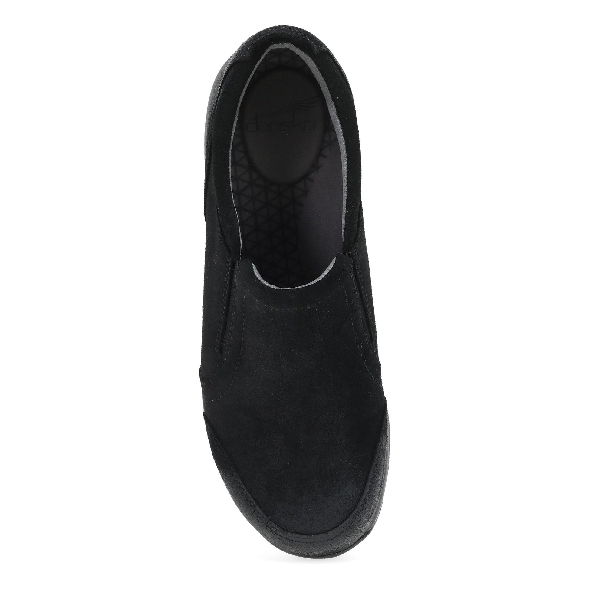 Dansko Pippy - Women's Waterproof Sneaker - Black Waterproof Burnished Suede Top View
