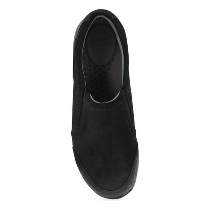 Dansko Pippy - Women's Waterproof Sneaker - Black Waterproof Burnished Suede Top View