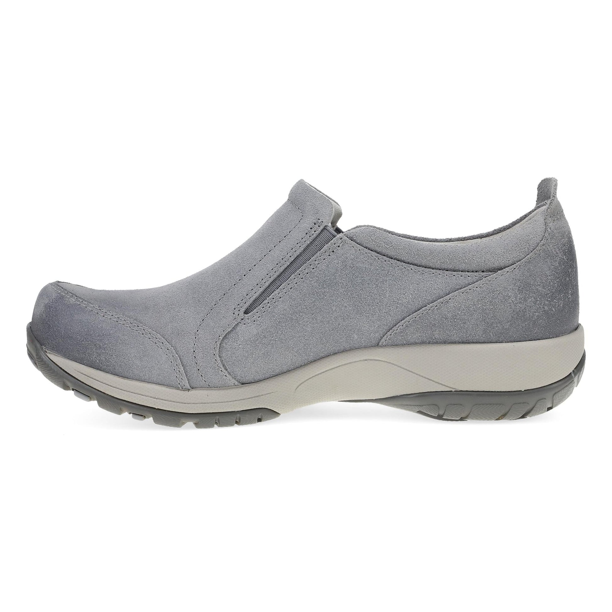 Dansko Pippy - Women's Waterproof Sneaker - Grey Waterproof Burnished Suede Side View