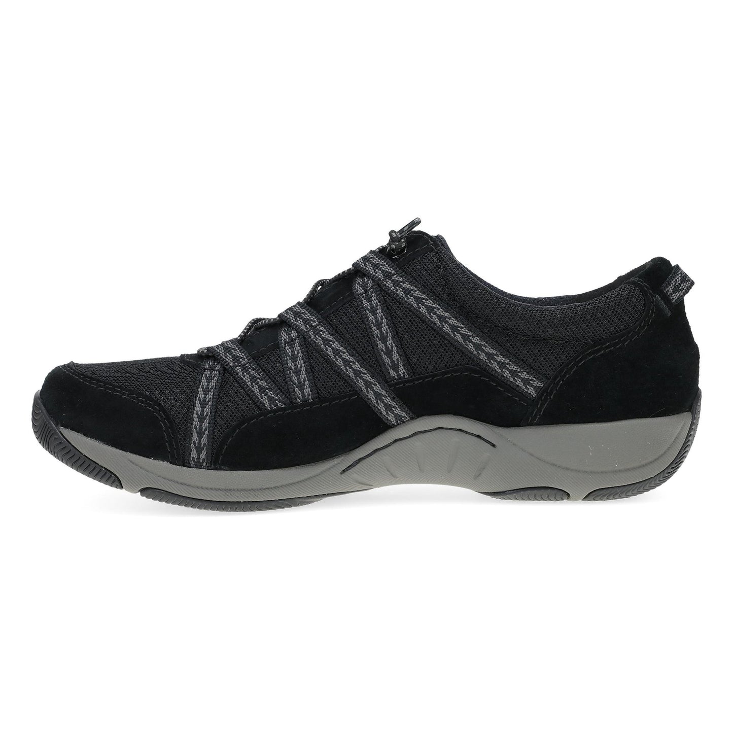 Dansko Harlyn - Women's Recycled Fabric Sneaker - Black/Black Suede Side View