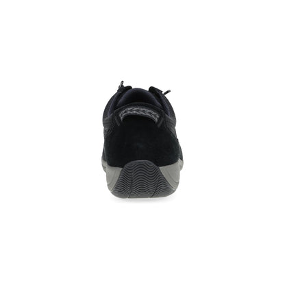 Dansko Harlyn - Women's Recycled Fabric Sneaker - Black/Black Suede Heel View