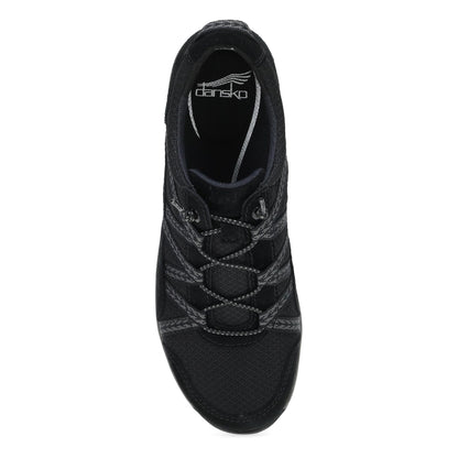 Dansko Harlyn - Women's Recycled Fabric Sneaker - Black/Black Suede Top View