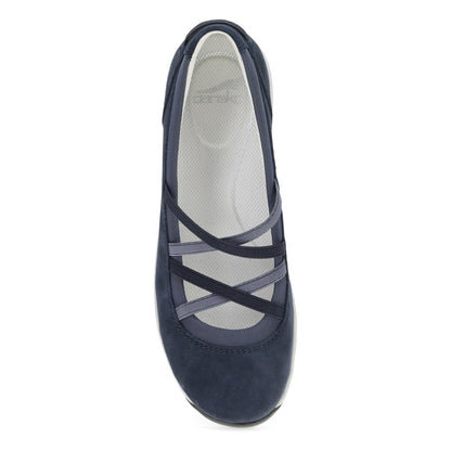 Dansko Harper - Women's Stain Resistant Sneaker - Navy Suede Top View