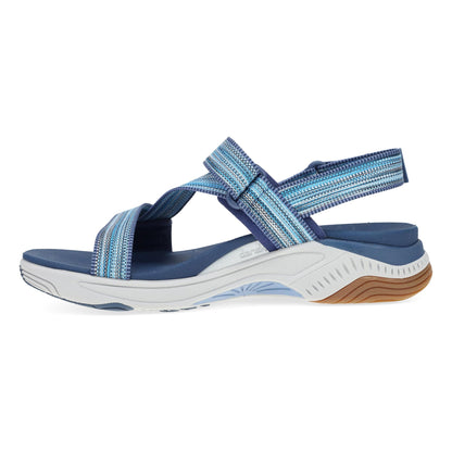 Dansko Rayna - Women's Recycled Webbing Sandal - Blue Multi Webbing Side View
