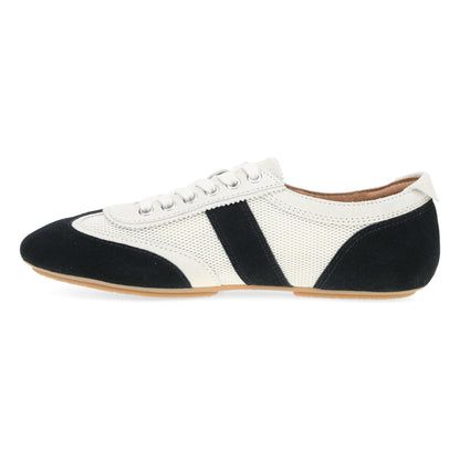 Dansko Milana - Women's Stain Resistant Sneaker - Black/Vanilla Suede Side View