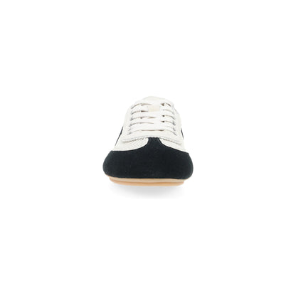 Dansko Milana - Women's Stain Resistant Sneaker - Black/Vanilla Suede Front View
