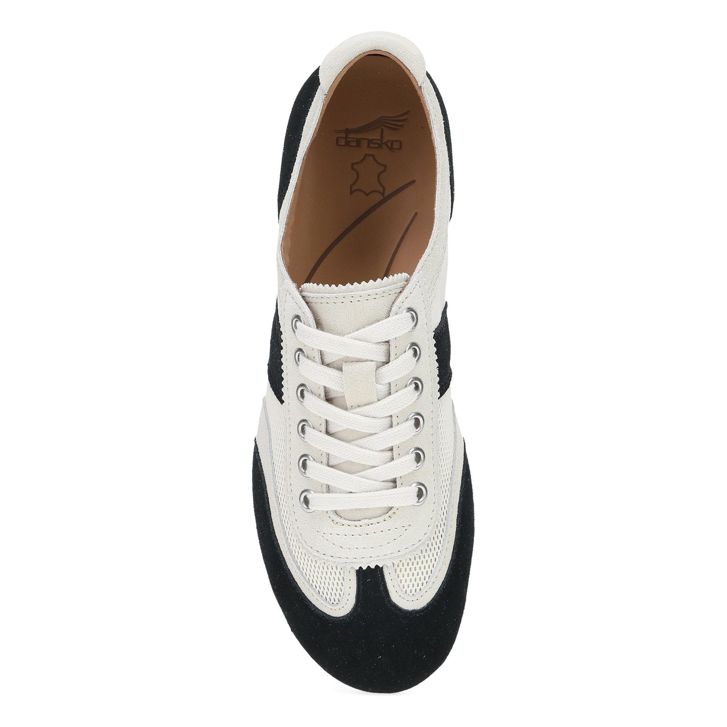 Dansko Milana - Women's Stain Resistant Sneaker - Black/Vanilla Suede Top View