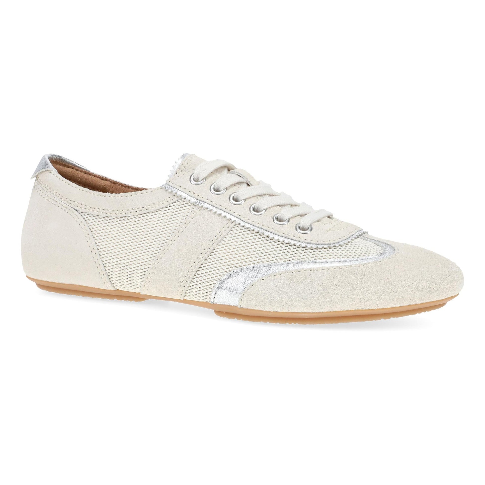 Dansko Milana - Women's Stain Resistant Sneaker - Vanilla Suede Outside View