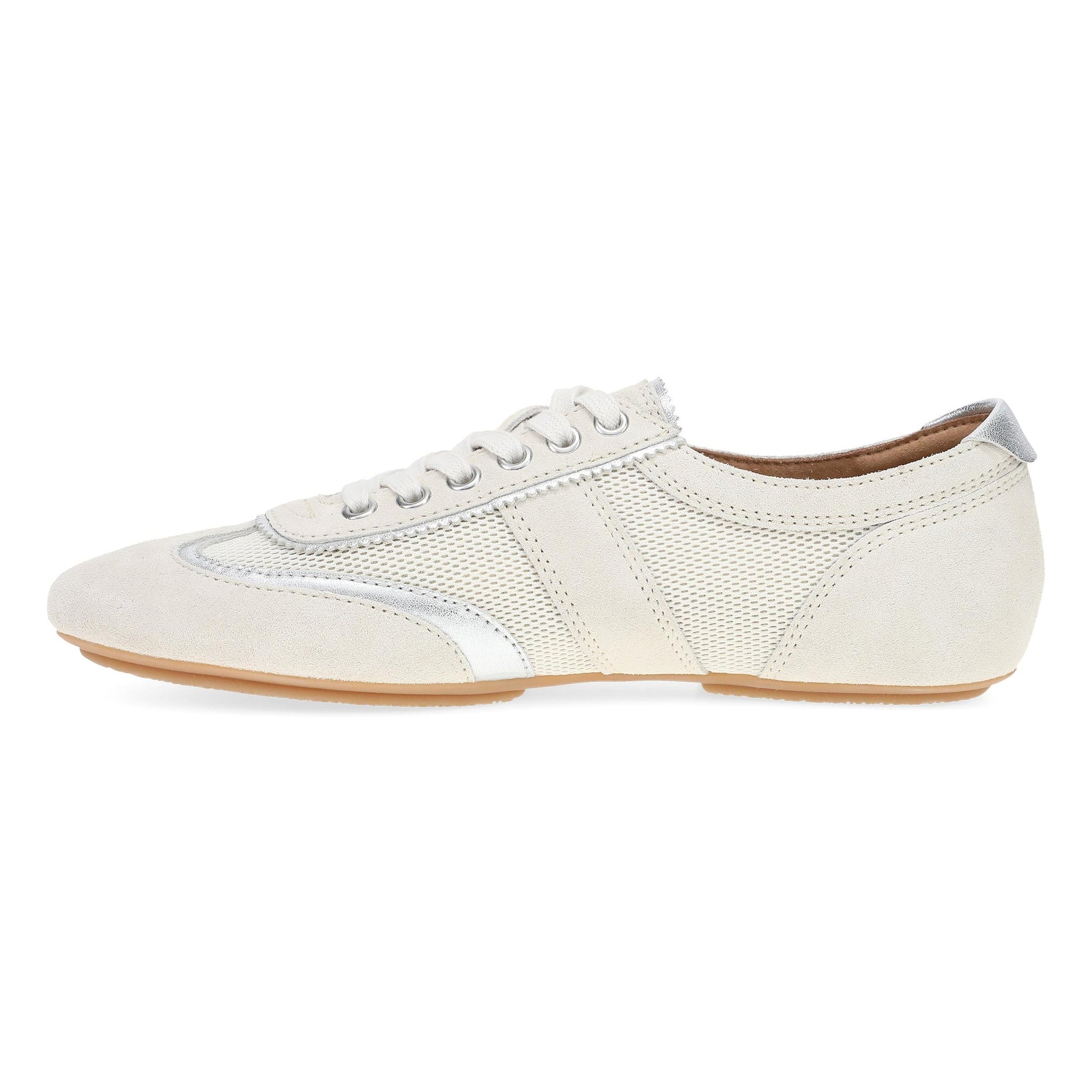Dansko Milana - Women's Stain Resistant Sneaker - Vanilla Suede Side View
