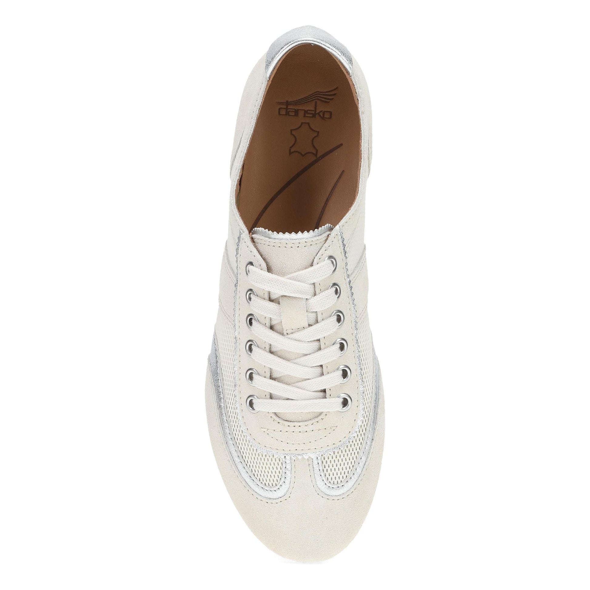 Dansko Milana - Women's Stain Resistant Sneaker - Vanilla Suede Top View