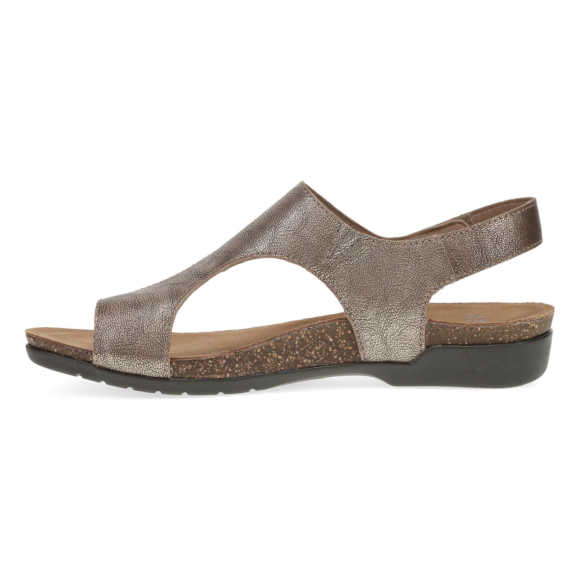 Dansko Reece - Women's Adjustable Strap Sandal - Bronze Metallic Side View