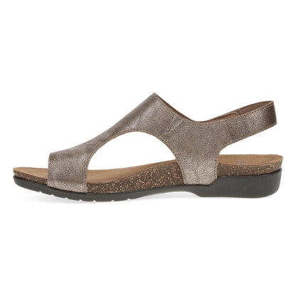 Dansko Reece - Women's Adjustable Strap Sandal - Bronze Metallic Side View