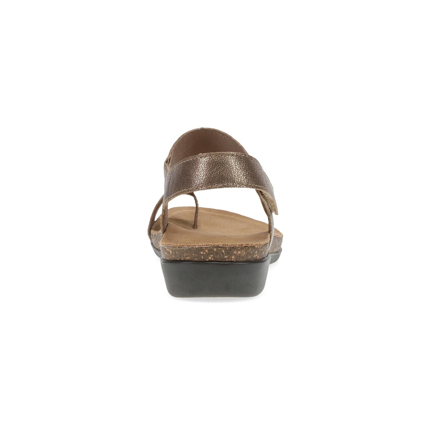 Dansko Reece - Women's Adjustable Strap Sandal - Bronze Metallic Heel View