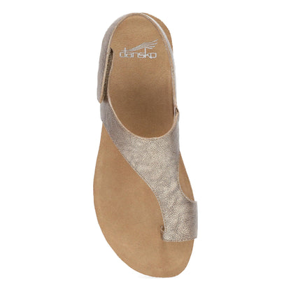 Dansko Reece - Women's Adjustable Strap Sandal - Bronze Metallic Top View
