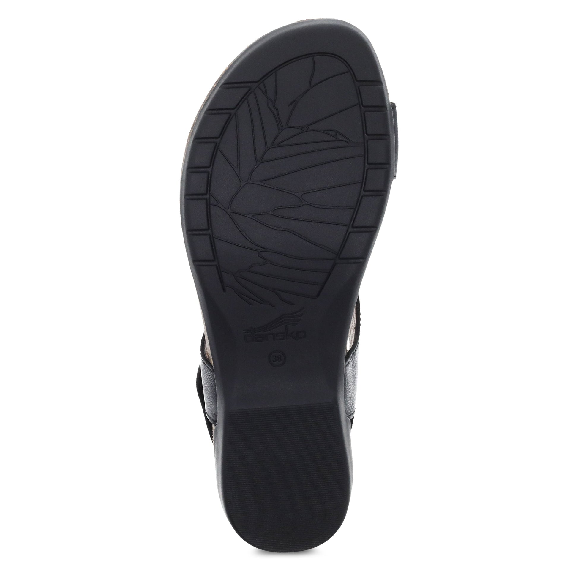 Dansko Reece - Women's Adjustable Strap Sandal - Black Waxy Burnished Sole View