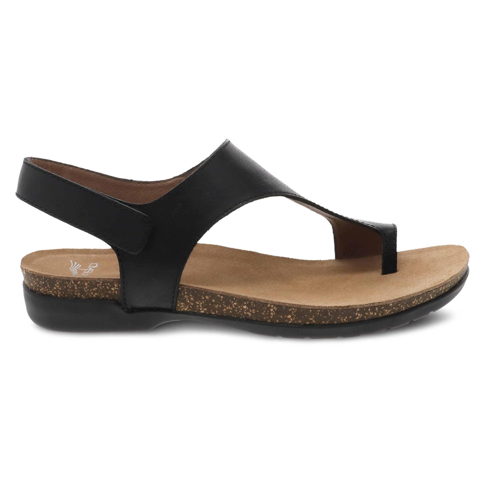 Dansko Reece - Women's Adjustable Strap Sandal - Black Waxy Burnished Side View