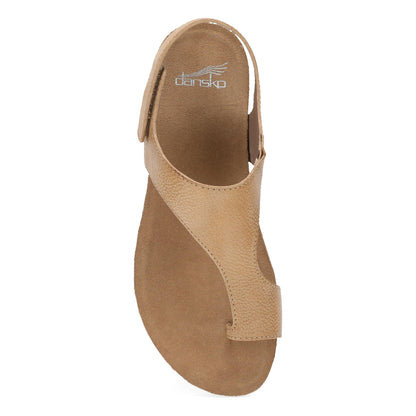 Dansko Reece - Women's Adjustable Strap Sandal - Honey Distressed Top View