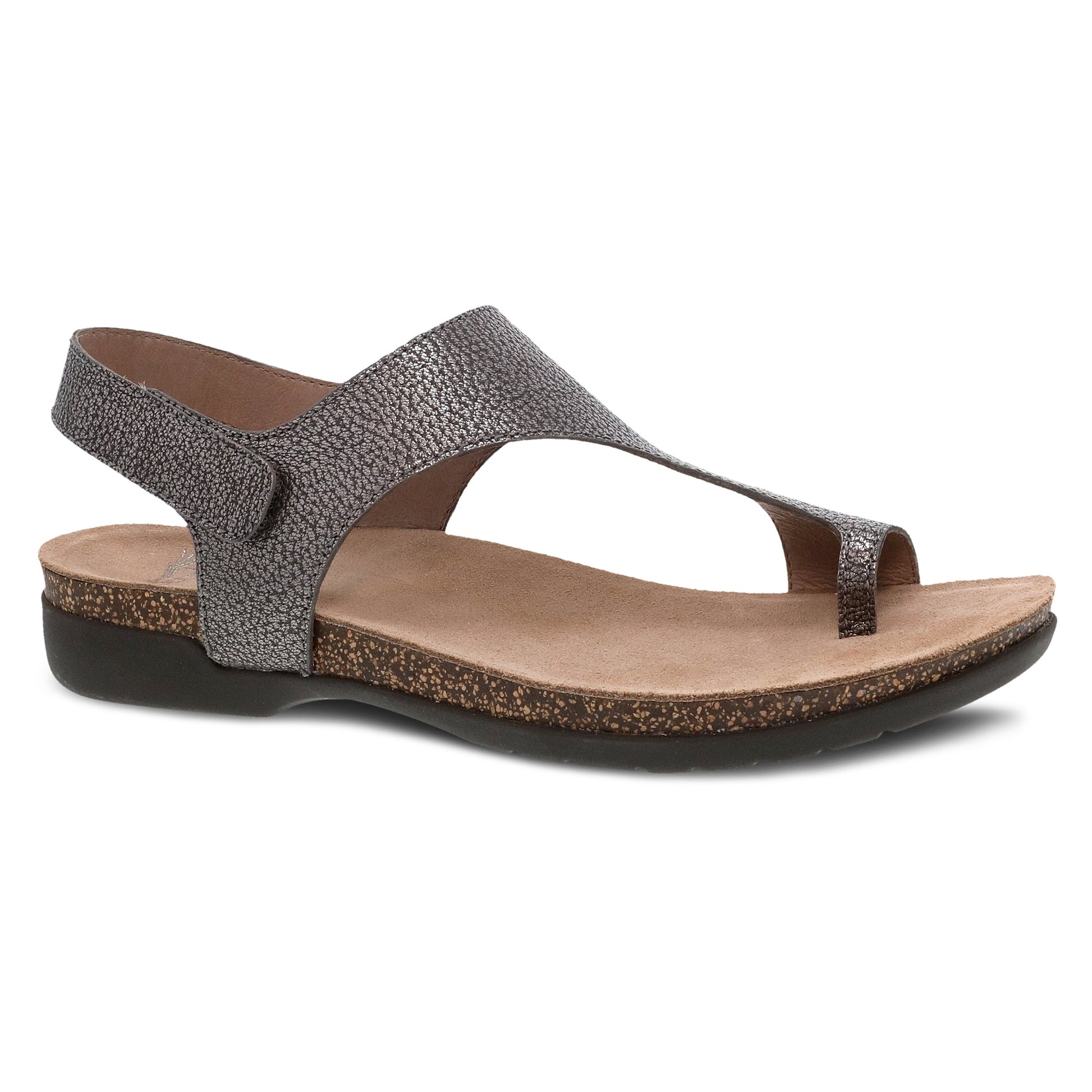 Dansko Reece - Women's Adjustable Strap Sandal - Pewter Metallic Outside View