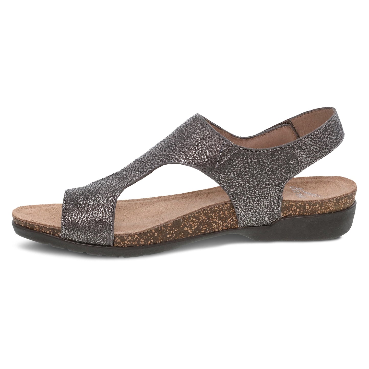 Dansko Reece - Women's Adjustable Strap Sandal - Pewter Metallic Side View
