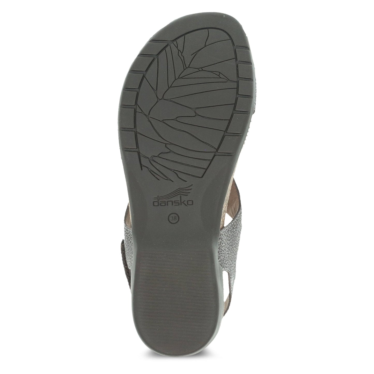 Dansko Reece - Women's Adjustable Strap Sandal - Pewter Metallic Sole View