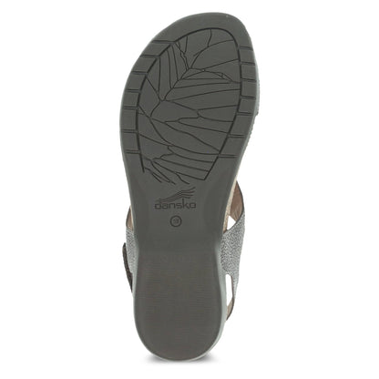 Dansko Reece - Women's Adjustable Strap Sandal - Pewter Metallic Sole View