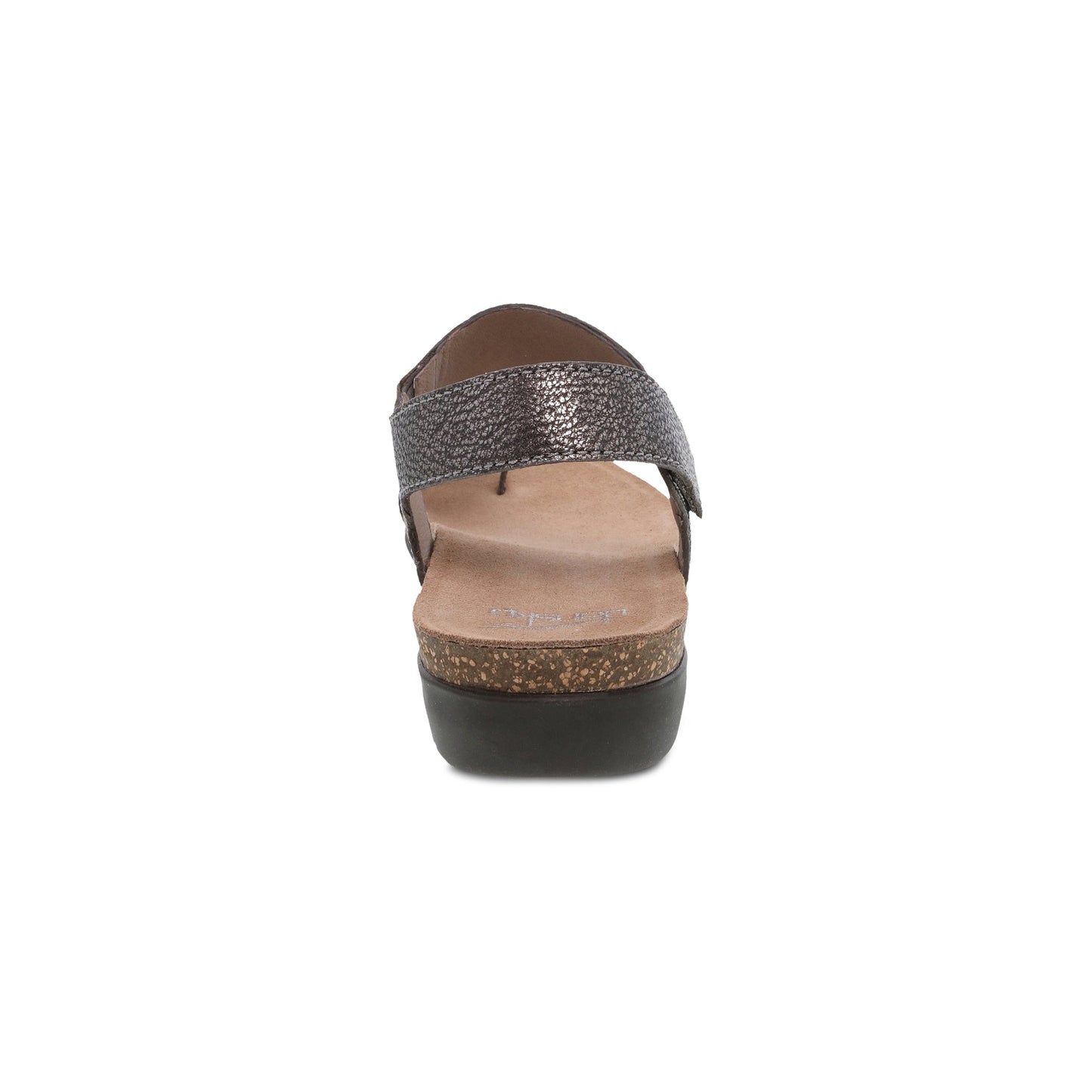 Dansko Reece - Women's Adjustable Strap Sandal - Pewter Metallic Heel View