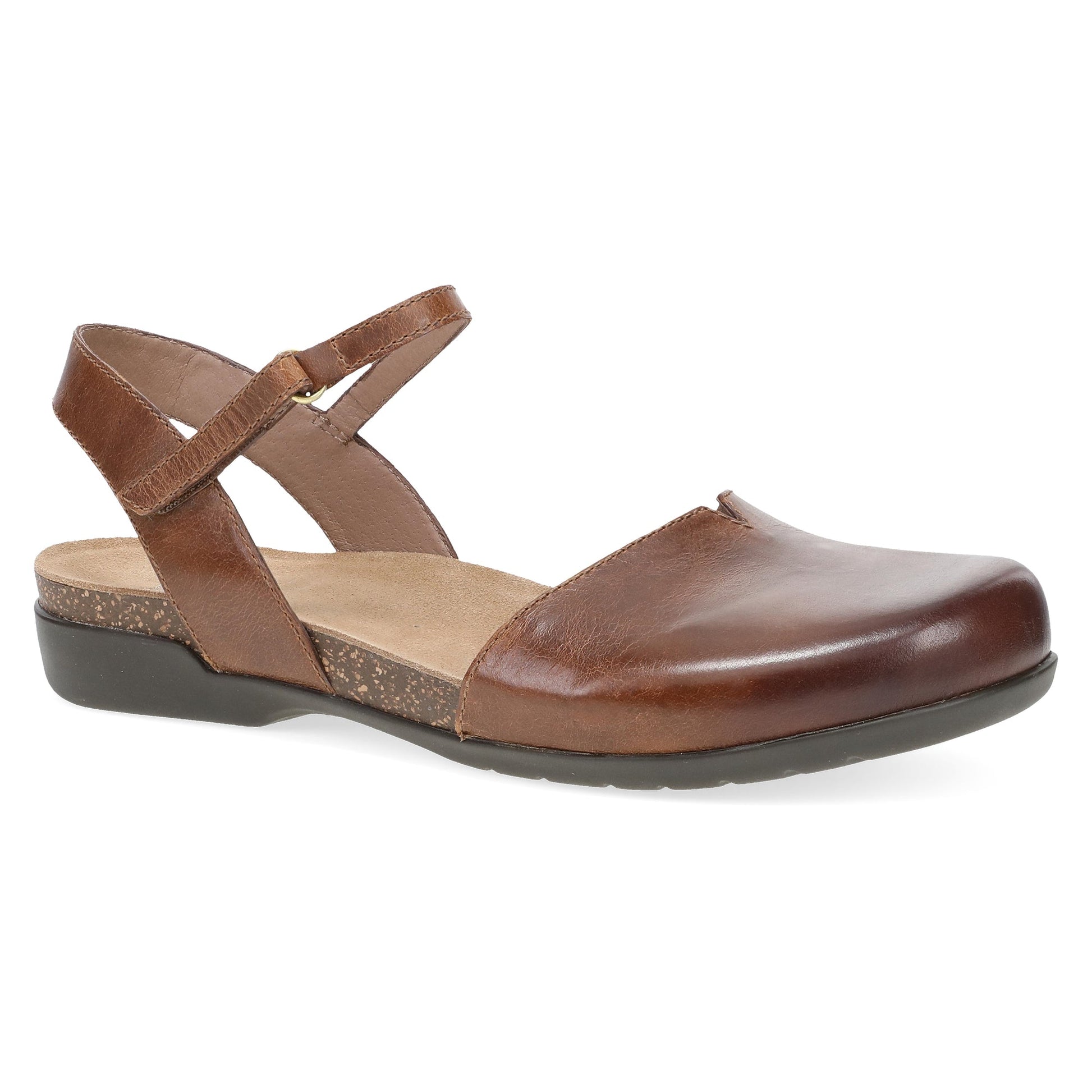 Dansko Rowan - Women's Adjustable Strap Sandal - Tan Waxy Burnished Outside View